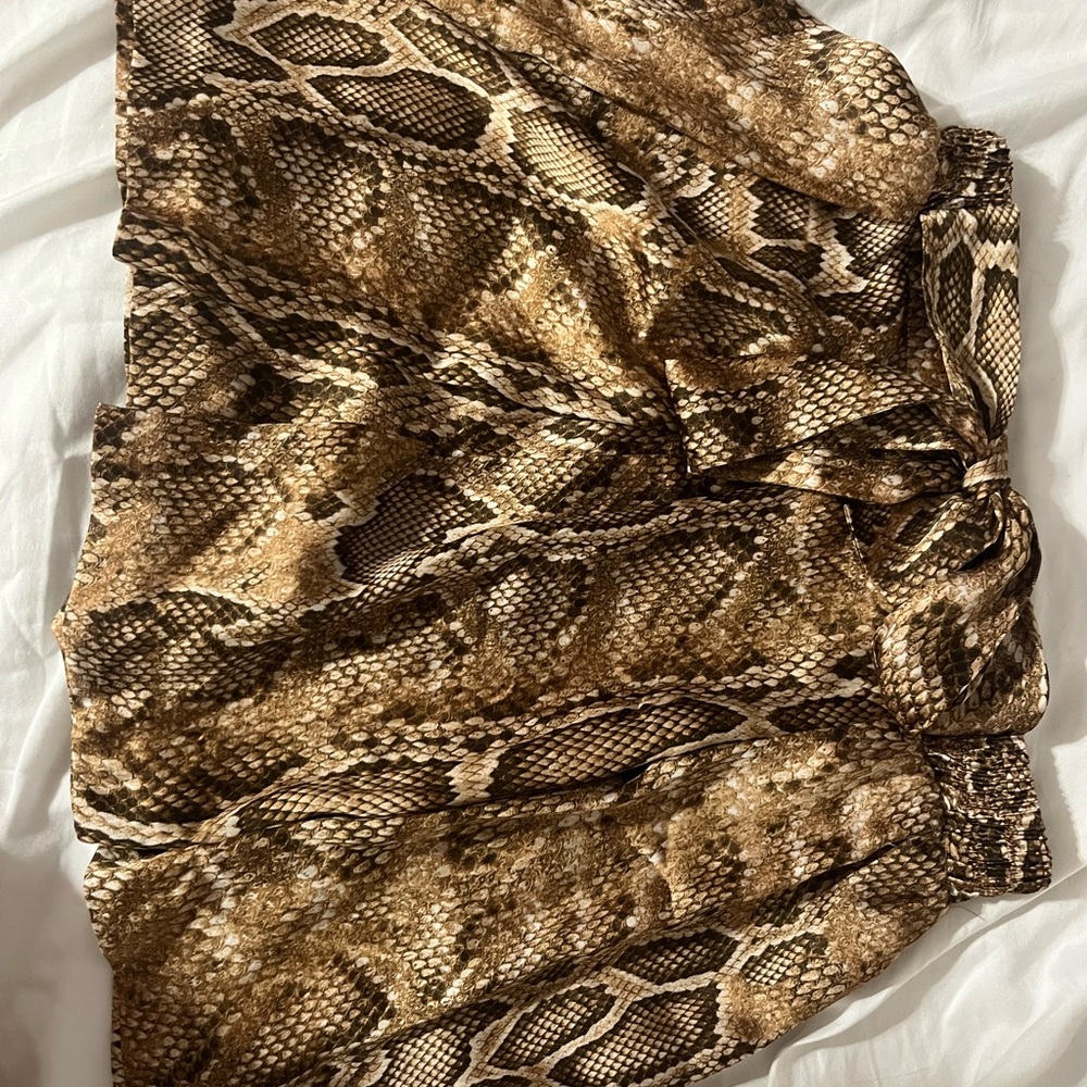 ZARA snakeskin shorts satin silk finish